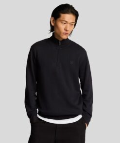 Lyle&Scott Superfine Cotton 1/4 Zip Sweatshirt Jet Black