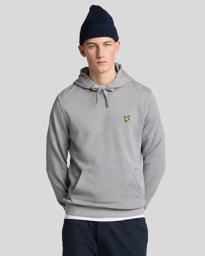 Lyle&Scott Loopback Cotton Hoodie Mid Grey Marl