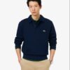 Lacoste Ribbed Cotton Polo Collar Sweatshirt Midnight Blue