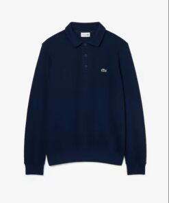 Lacoste Ribbed Cotton Polo Collar Sweatshirt Midnight Blue