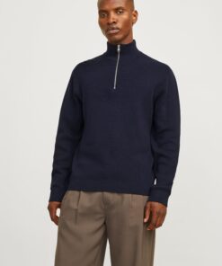 Jack & Jones JJMilano Stitch Knit Half Zip Night Sky