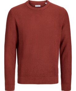 Jack & Jones JJPannel Knit Crew Neck Fired Brick