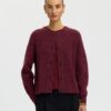 Selected Femme SLWLulu LS Knit Short Cardigan Tawny Port