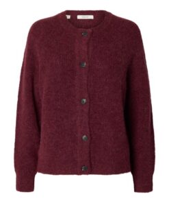 Selected Femme SLWLulu LS Knit Short Cardigan Tawny Port
