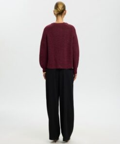 Selected Femme SLWLulu LS Knit Short Cardigan Tawny Port