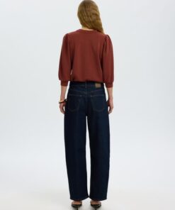 Selected Femme SLWTenny 3/4 Sweat Top Cherry Mahogany