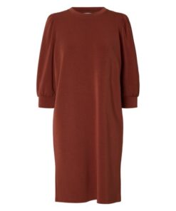 Selected Femme SLWTenny 3/4 Short Sweat Dress Cherry Mahogany