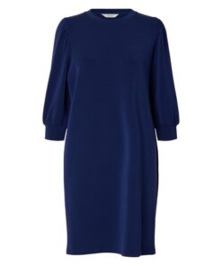 Selected Femme SLWTenny 3/4 Short Sweat Dress Ocean Cavern