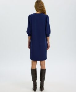 Selected Femme SLWTenny 3/4 Short Sweat Dress Ocean Cavern