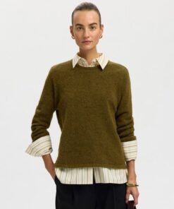 Selected Femme SLWLulu New LS Knit O-Neck Brown