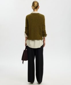 Selected Femme SLWLulu New LS Knit O-Neck Brown