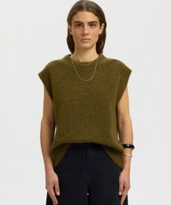 Selected Femme SLWLulu SL Knit Vest Fir Green