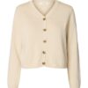 Seledted Femme SLWBraun LS Knit V-Neck Short Cardigan Birch