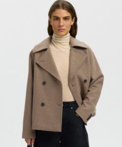 Selected Femme SLWZia Alma Wool Blend Jacket Gray