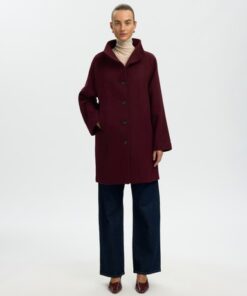 Selected Femme SLWZia Vinni Wool Blend Coat Tawny Port