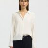 Selected Femme SLWJonna Reg LS Open Collar Shirt Egret