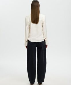 Selected Femme SLWJonna Reg LS Open Collar Shirt Egret