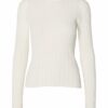 Selected Femme SLWToledo LS Knit Structure O-Neck Snow White