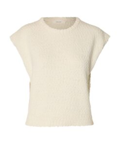 Selected Femme SLWEllie Bobble Knit Vest Egret