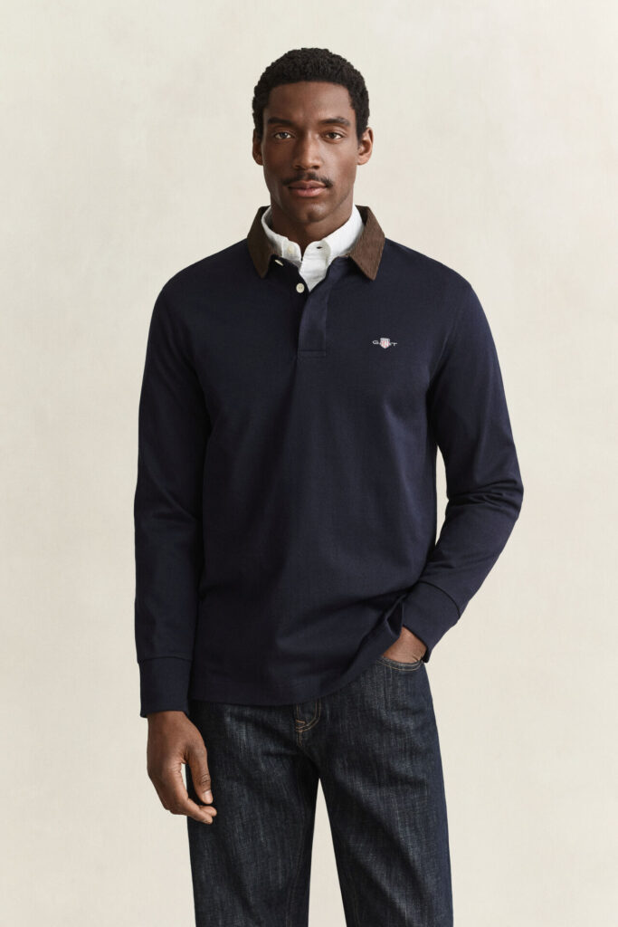 Gant Corduroy Collar Rugger Evening Blue
