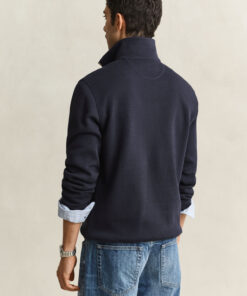 Gant Sacker Rib Half Zip Sweatshirt Evening Blue