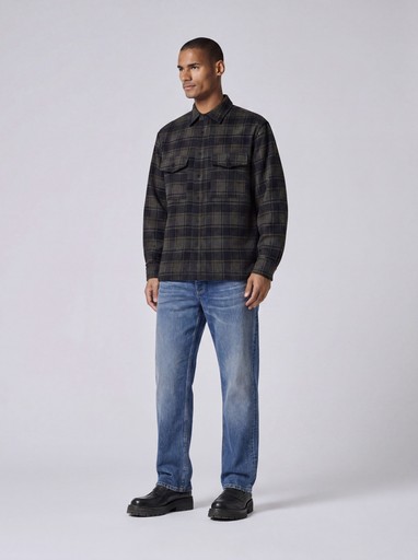 Only & Sons ONSeske Checked Overshirt Dark Navy Gray