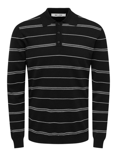 Only & Sons ONSWyler Reg Stripe Polo Knit Black