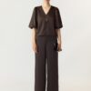 Y.A.S YASPella 2/4 V-Neck Top Brown