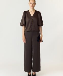 Y.A.S YASPella 2/4 V-Neck Top Brown