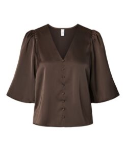 Y.A.S YASPella 2/4 V-Neck Top Brown