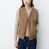 Grace & Mila Sleeveless Faux Shearling Vest Taupe Avery