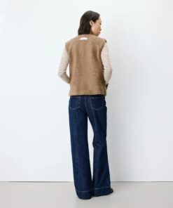 Grace & Mila Sleeveless Faux Shearling Vest Taupe Avery