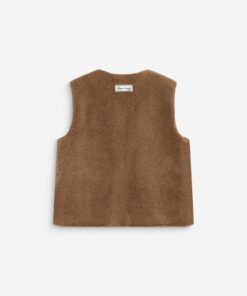 Grace & Mila Sleeveless Faux Shearling Vest Taupe Avery