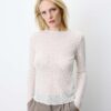 Grace & Mila Long Sleeve Lace Top Aube Ecru