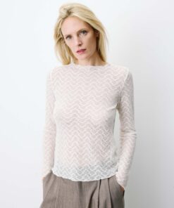 Grace & Mila Long Sleeve Lace Top Aube Ecru