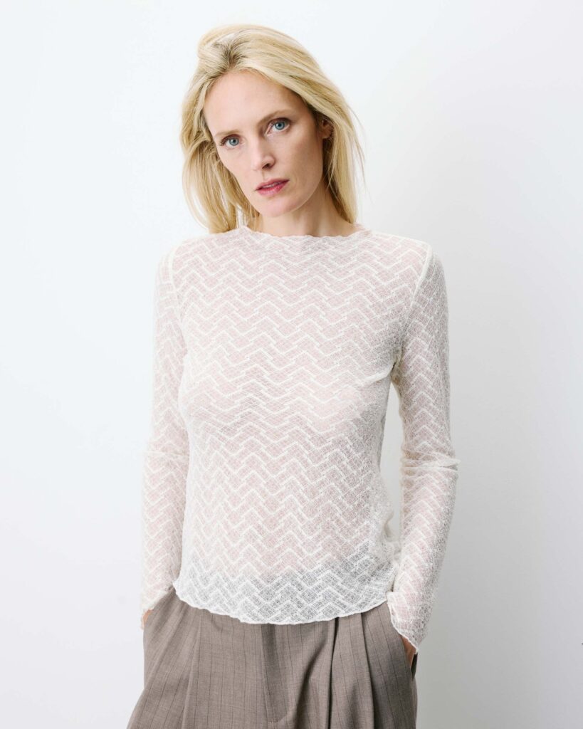 Grace & Mila Long Sleeve Lace Top Aube Ecru
