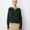Grace & Mila Buttoned Crew Neck Cardigan Aleron Kaki