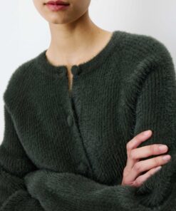 Grace & Mila Buttoned Crew Neck Cardigan Aleron Kaki