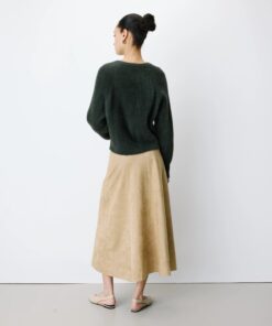 Grace & Mila Buttoned Crew Neck Cardigan Aleron Kaki