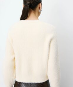 Grace & Mila Buttoned Crew Neck Cardigan Aleron Vanille
