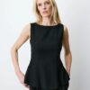 Grace & Mila Sleeveless Peplum Top Argent Noir