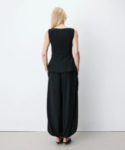 Grace & Mila Sleeveless Peplum Top Argent Noir