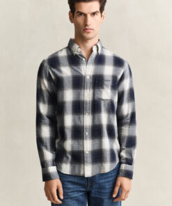 Gant Checked Windblown Flannel Shirt Evening Blue