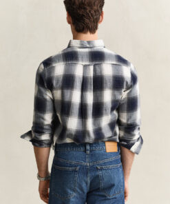 Gant Checked Windblown Flannel Shirt Evening Blue