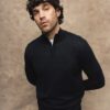 Mos Mosh Gallery MMGAdam Soft Zip Turtle Neck Knit Black