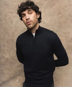 Mos Mosh Gallery MMGAdam Soft Zip Turtle Neck Knit Black