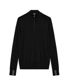 Mos Mosh Gallery MMGAdam Soft Zip Turtle Neck Knit Black