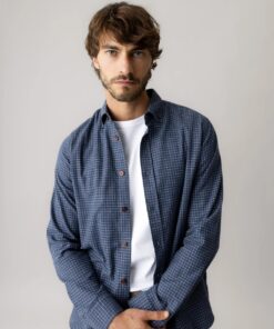 Mos Mosh Gallery MMGMarco Flannel Shirt Navy Check
