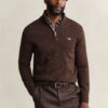 Gant Casual Cotton Half Zip Sweater Dark Brown Melange