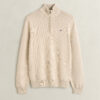 Gant Cotton Knit Half Zip Cream